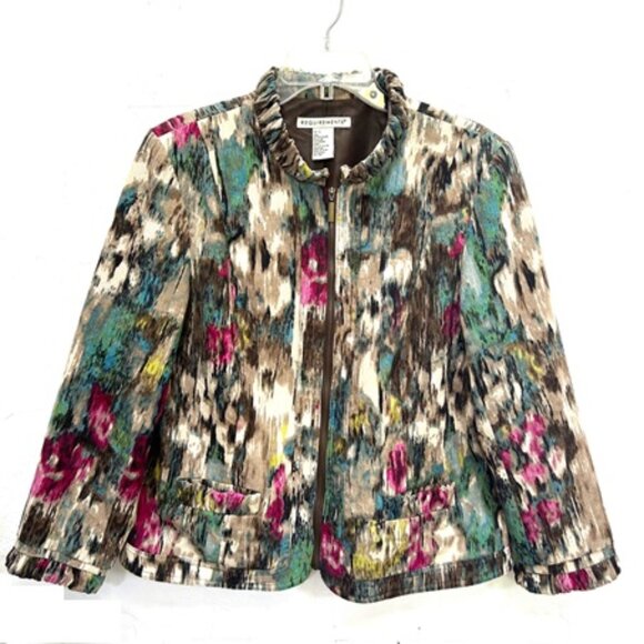 REQUIREMENTS Soft Corduroy Blazer Multicolor Zip Jacket - Picture 1 of 7